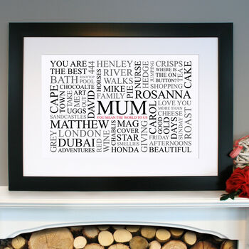 Personalised Mum's Favourites Word Art Print, 7 of 10