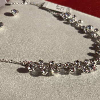 Christmas Party Silver Tone Necklace And Earring Set, 3 of 4