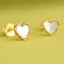 Gold Pearl Heart Studs, thumbnail 4 of 8
