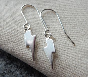 Silver Lightning Bolt Drop Earrings By Anne Reeves Jewellery