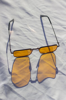 Orange Nose Bridge Angular Rectangle Aviator Sunglasses, 3 of 8