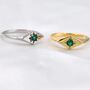Emerald Green Starburst Rhombus Kite Signet Ring, thumbnail 4 of 11
