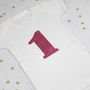 First Birthday Glitter Number One Baby Grow, thumbnail 5 of 6