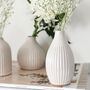 Set Of Three Small Grooved Bud Vases, H10cm/12.5cm, thumbnail 5 of 5