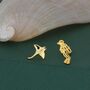 Mismatched Scuba Diver And Manta Ray Stud Earrings In Sterling Silver, thumbnail 4 of 12