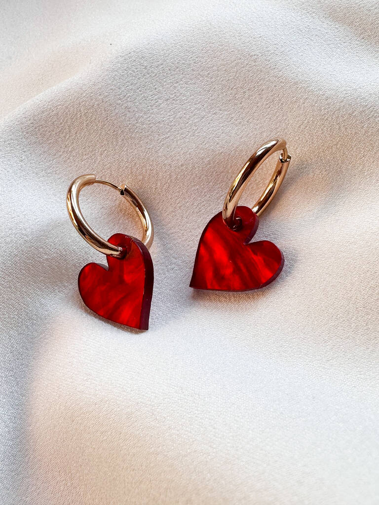 Red clearance heart hoops