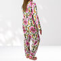 Ikat Print 100% Cotton Ladies Pyjamas In White And Pink, thumbnail 8 of 9