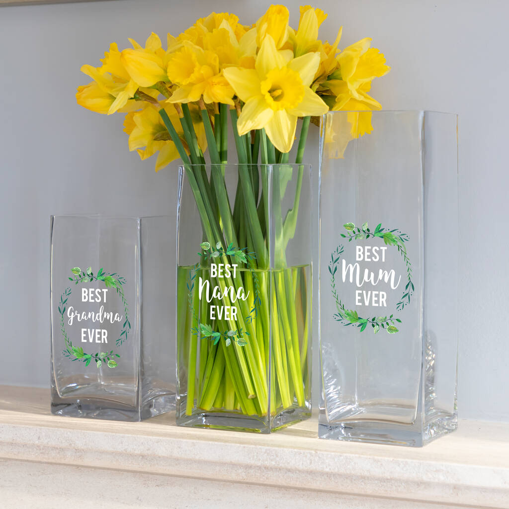 Personalised Best Mum Glass Vase By Mirrorin