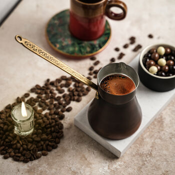 Handcrafted Solid Copper Coffee Pot, Heavy Duty Turkish Coffee Maker, 11 of 12