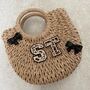 Personalised Ada Bow Half Moon Wicker Basket Drawstring Bag, thumbnail 2 of 4