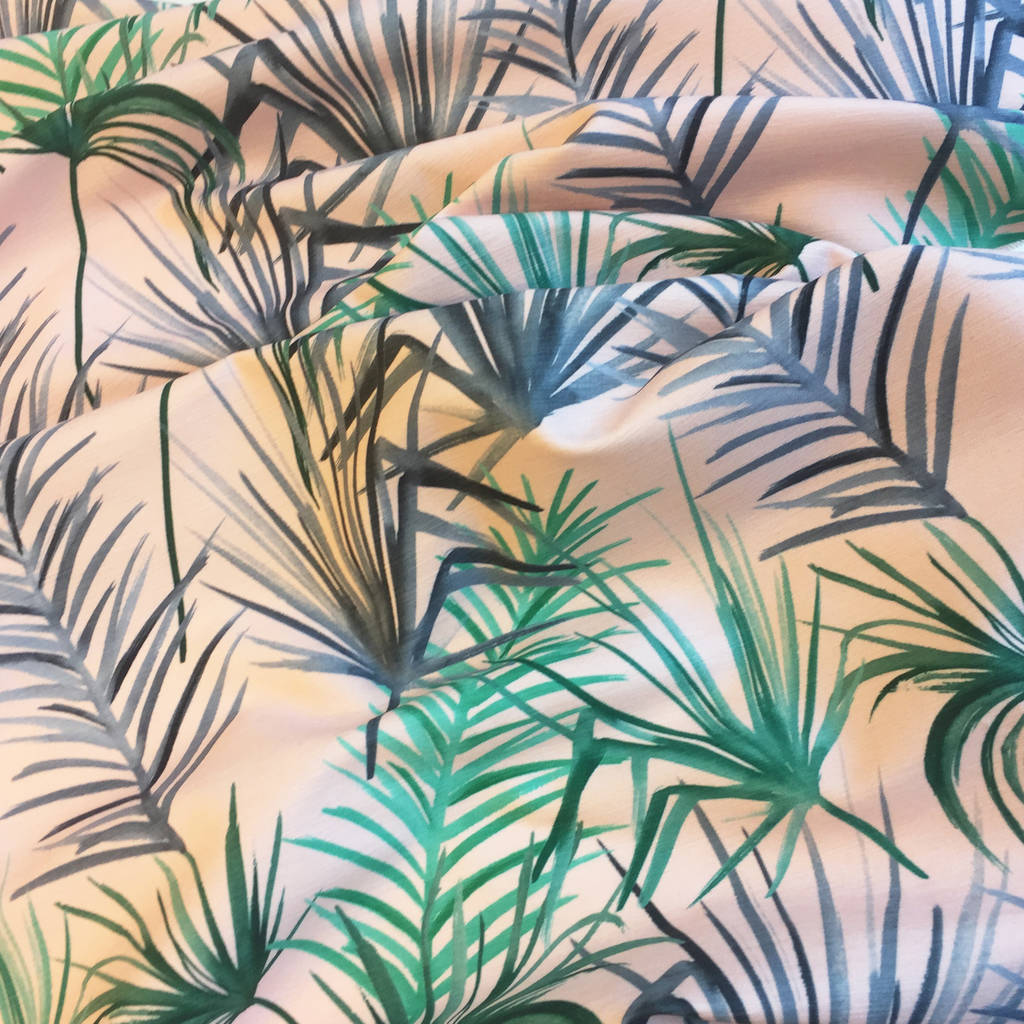 Velvet Tropical Patterned Fabric Per Metre Pink, 1 of 4