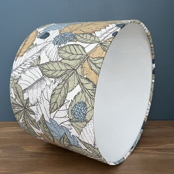 Mercia Ink Blue And Green Woodland Drum Lampshades, 7 of 9