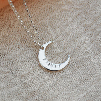 Personalised Name Crescent Moon Silver Necklace, 4 of 10
