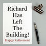 Retirement Card 'Left The Building' Personalised, thumbnail 7 of 8