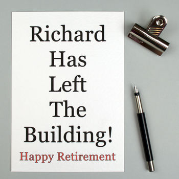 Retirement Card 'Left The Building' Personalised, 7 of 8