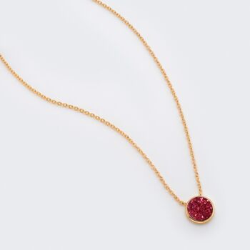 Round Red Druzy Crystal 18k Gold Plated Necklace, 4 of 5