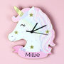 Personalised Unicorn Shape Wooden Clock, thumbnail 1 of 5