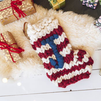Personalised Jumbo Hand Knitted Christmas Stocking, 3 of 10
