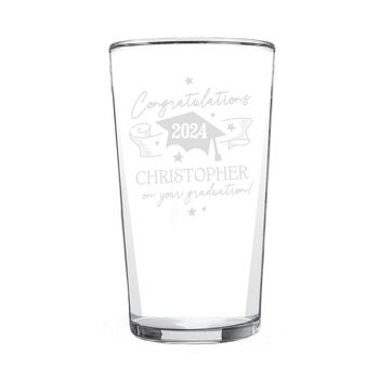 Graduation Gifts Congrats Beer Glass Personalised, 4 of 5
