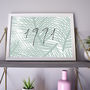 Personalised Year Print Palm Leaf Pink Or Green, thumbnail 3 of 3