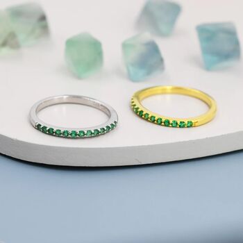 Emerald Green Half Eternity Ring, 3 of 11