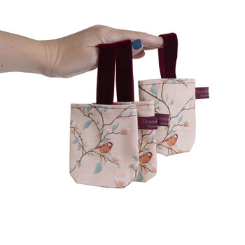 Christmas Tree Treat Hanging Pouch In Parus Pink Birds, 5 of 6