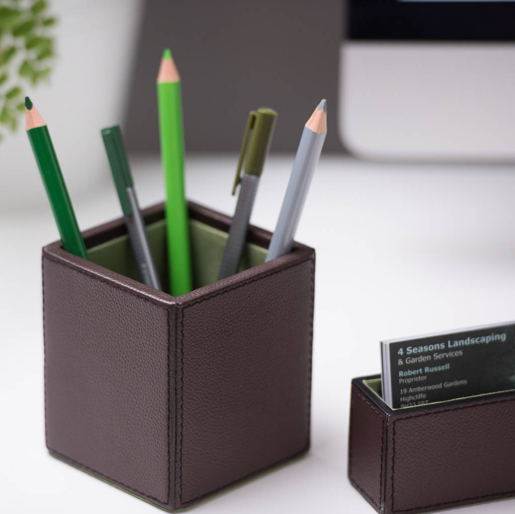 Mini Leather Desk Set Brown By Ginger Rose Notonthehighstreet Com Mini Leather Desk Set Brown