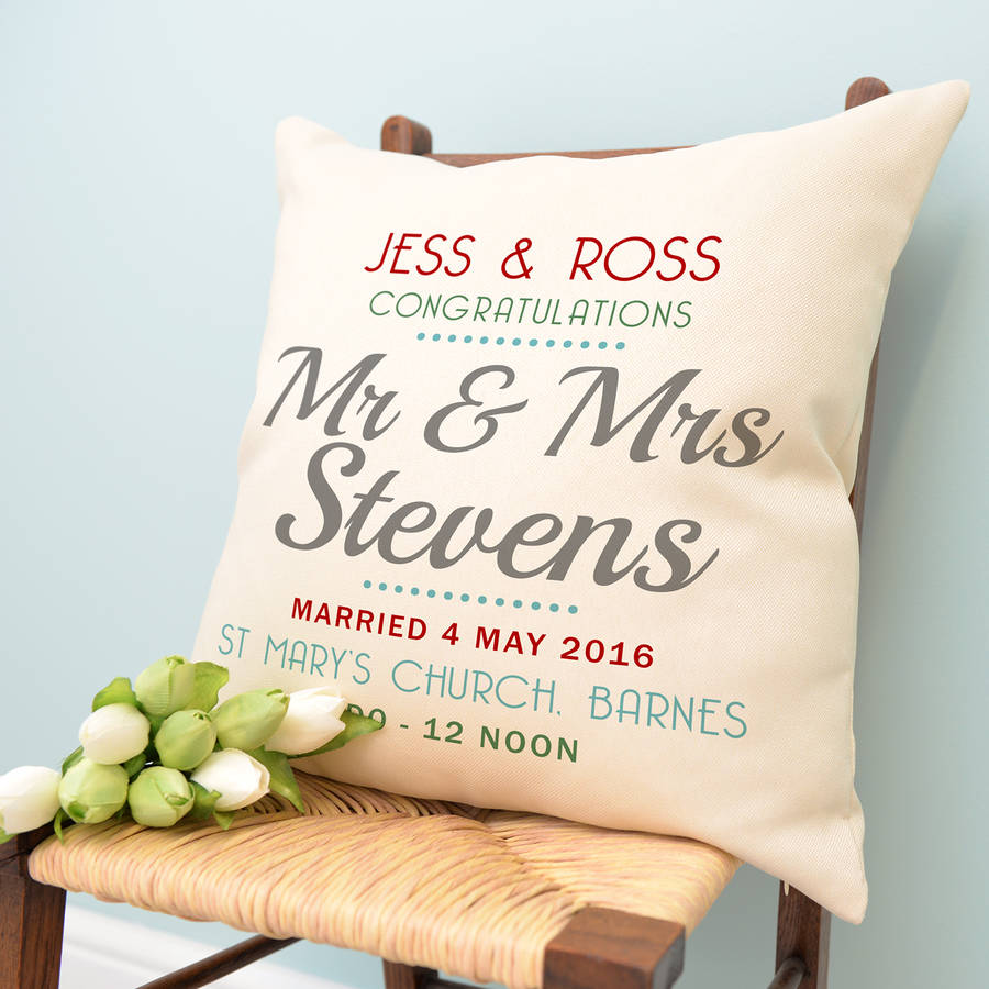 personalised wedding cushion by a type of design