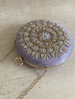 Purple Circular Raw Silk Bangle Clutch Bag, 9 of 11