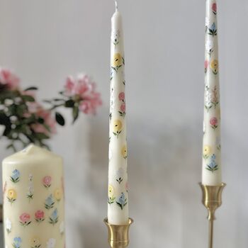 Hand Painted Candle Set With Colourful Wildflowers, 5 of 7