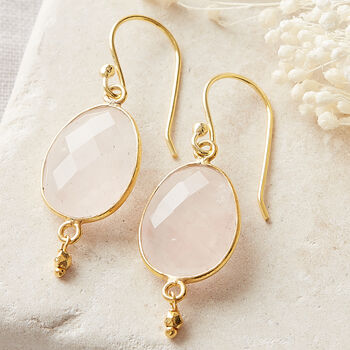 Amethyst Oval Drop Gold Plated Earrings, 10 of 12