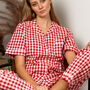 Personalised Women’s Pure Cotton Pyjama Set – Red Gingham, thumbnail 9 of 11