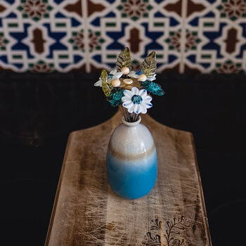 Ocean Inspired Glass Bouquet In Ceramic Vase, 7 of 10
