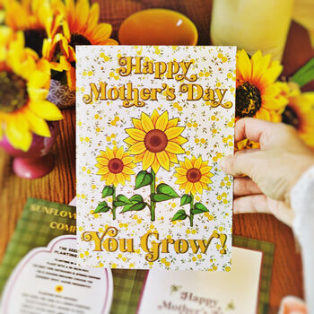 Personalised Sunflower Seed Packets And Growing Competition Mother's Day Card, 3 of 6