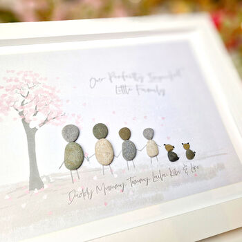 Family Blossom Tree Personalised Pebble Picture Gift, 2 of 3