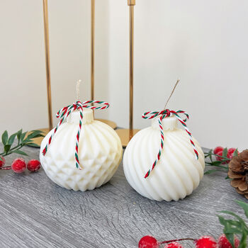 White Christmas Bauble Candle Decoration, 5 of 11