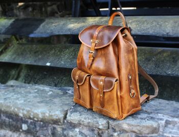 Handcrafted Leather Laptop Backpack Mens Gift For Him, 7 of 12