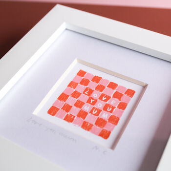 Love You Mum Checkerboard Mini Art Print, 3 of 11