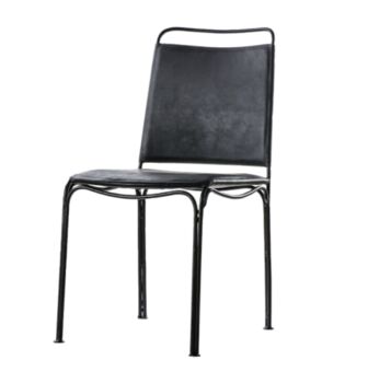 Metal Frame Black Leather Dining Chair, 5 of 6