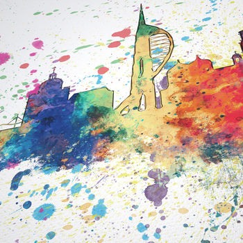 Portsmouth Skyline Cityscape Paint Splashes Print, 4 of 5