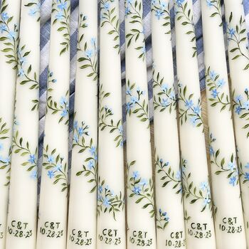 Personalised Hand Painted Forget Me Not Taper Candles, 2 of 5