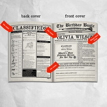 Personalised 'The Birthday Bugle' Newspaper For Her, 2 of 7
