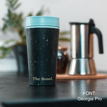 Personalised Leakproof Reusable Coffee Cup 12 Oz Made From Recycled Single Use Cups, 5 of 6