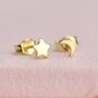 Gold Moon And Star Tiny Mismatched Stud Earrings, thumbnail 4 of 8