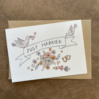 Just Married Vintage Style Wedding Card, 2 of 4