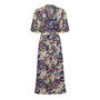 Wrap Dress In Blue And Pink 1940's Floral Print Crepe, thumbnail 2 of 3
