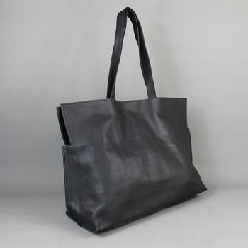 Large Black Leather Tote Bag, 5 of 8