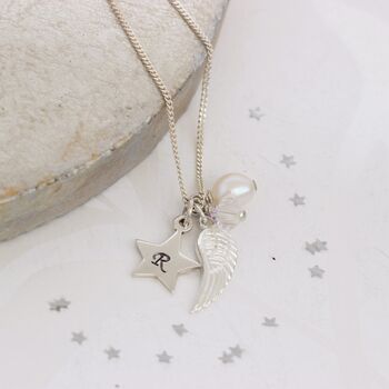 Personalised Sterling Silver Angel Wing Charm Necklace, 6 of 12