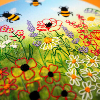 Bees And Wildflower Meadow Embroidery Kit, 3 of 9