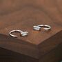 Vertical Baguette Cut Cz Huggie Hoop Earrings In Sterling Silver, thumbnail 4 of 11
